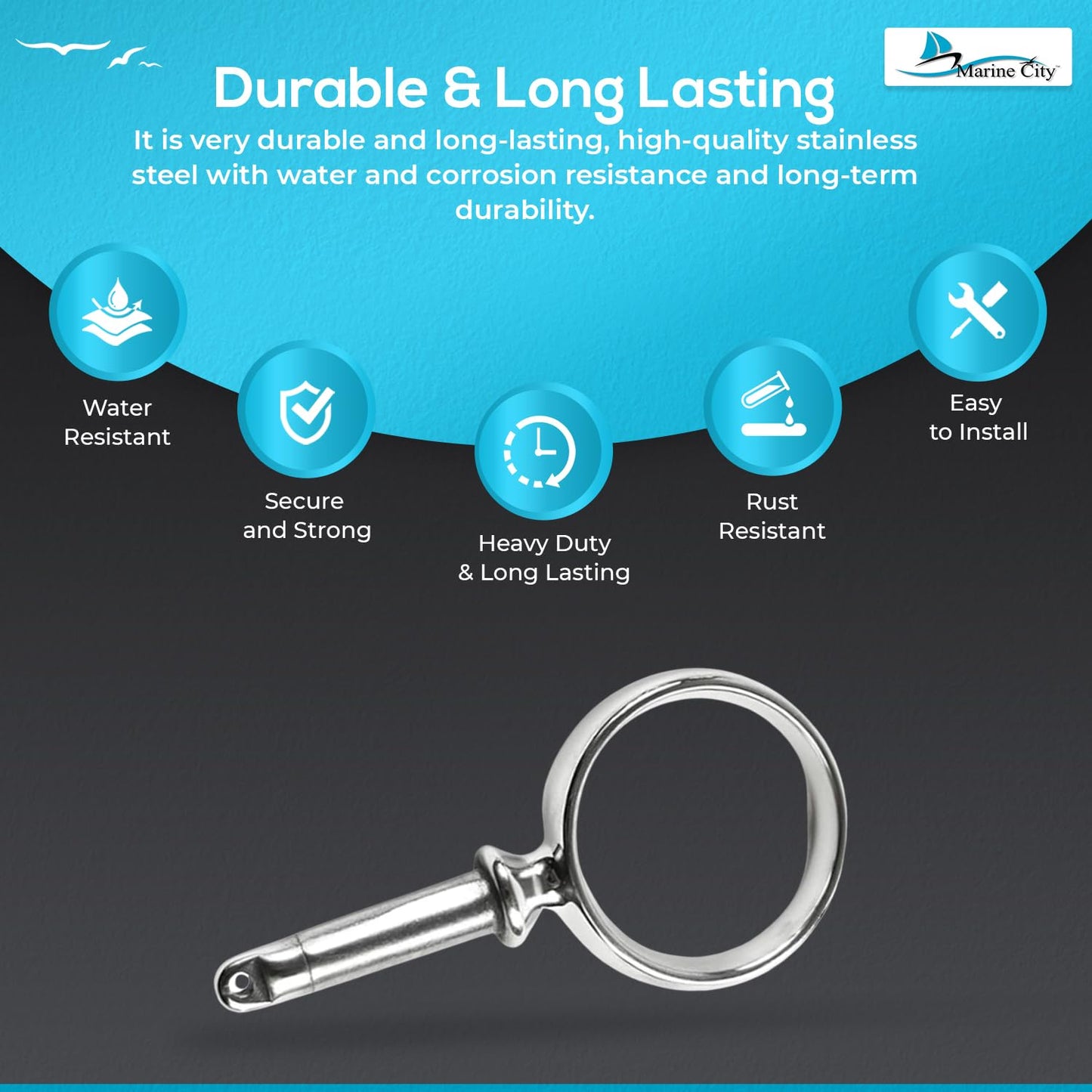 Marine City Boat Accessories Round Rowlock Oarlock Socket Boat Oarlock Mounts (2 Pcs) Marine City Hardware