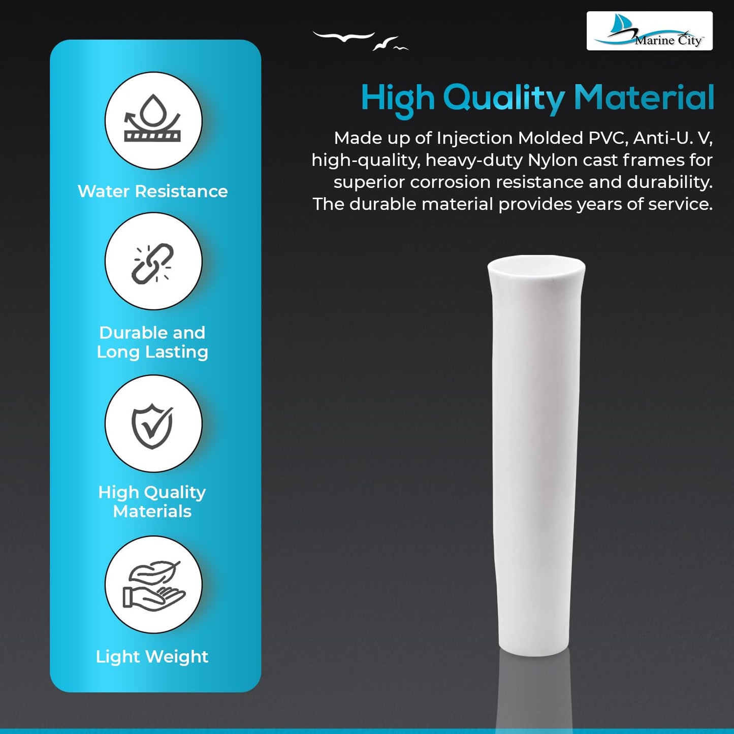 Flared Vinyl Insert for Fishing Rod Holder Boat