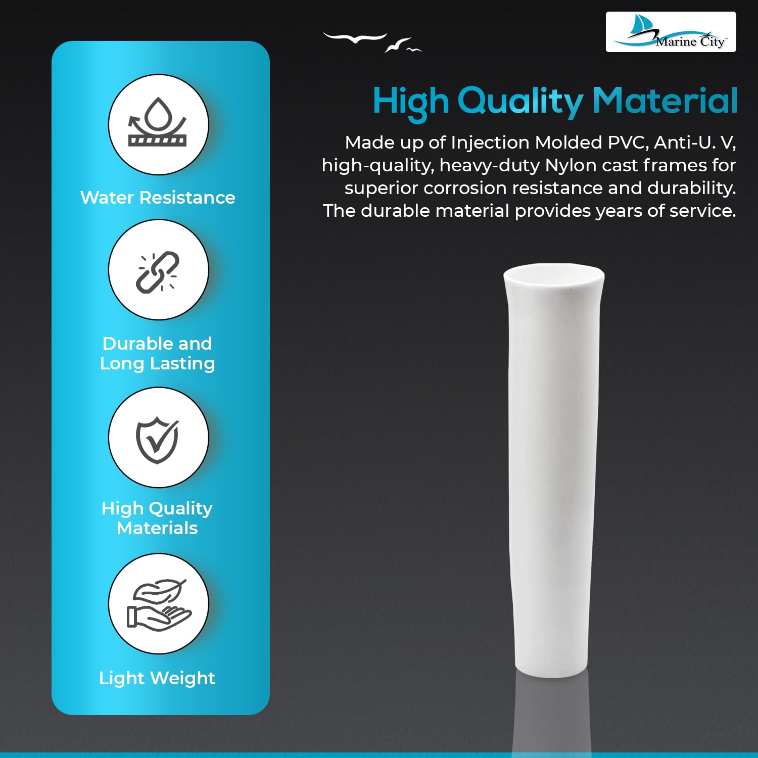 Flared Vinyl Insert for Fishing Rod Holder Boat