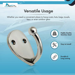 MARINE CITY 316 Stainless Steel Oval Wall Hook (Medium) – Your Perfect Organizational Solution - Image #4