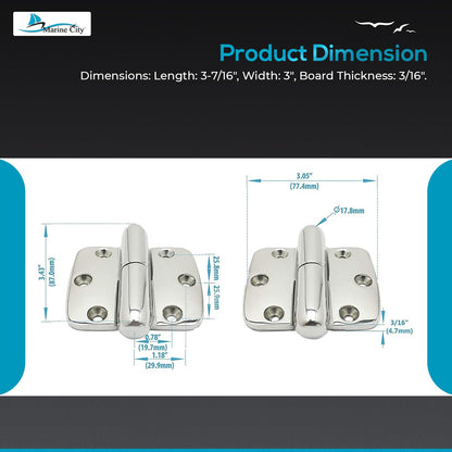Marine City Boat Accessories Hinges Cabinet Door Hinges (Pack of 2) Marine City