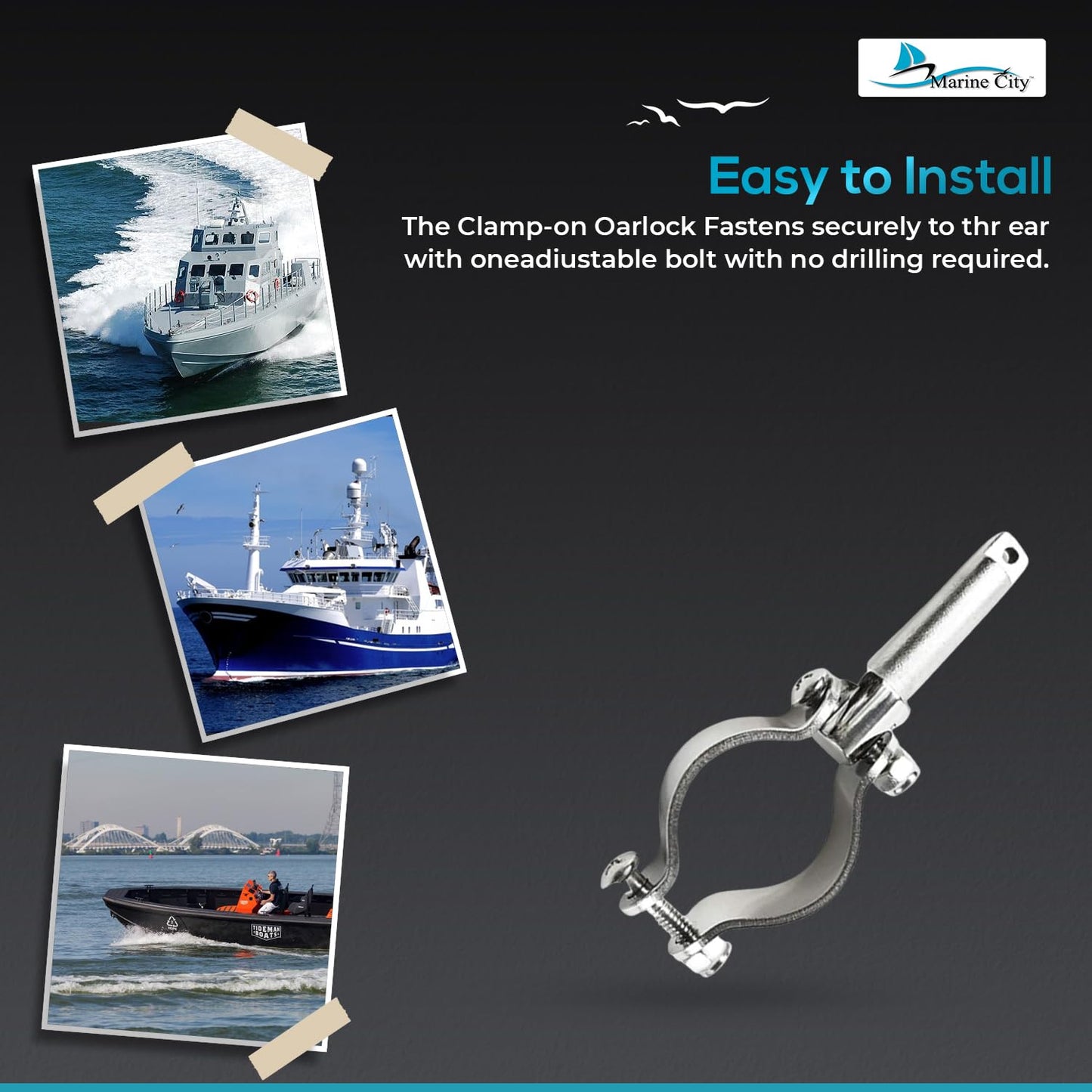 Marine City Clamp-On Oarlocks Carlisle Clamp on Oar locks (2 Pcs) Marine City Hardware