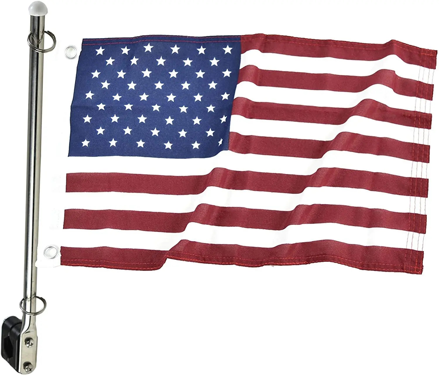 MARINE CITY Stainless Steel Flag Pole for Boat Yacht, and 12 Inches X 18 Inches US Flag,Cooperate with 7/8 Inches to 1 Inches Tube. - Image #1