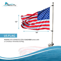 Marine City 21 inch Stainless Steel Rail Mounted Flag Pole & Stainless Steel Flag Pole Base & 12 inches X 18 inches US Flag for Boat Yacht(1 Set) - Image #6