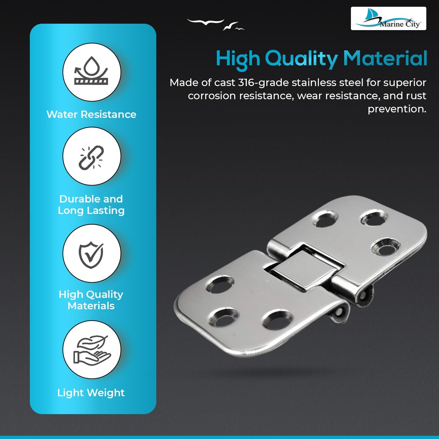 Marine City Boat Accessories Cabinet Hinges Door Hinges (2 Pcs) Marine City