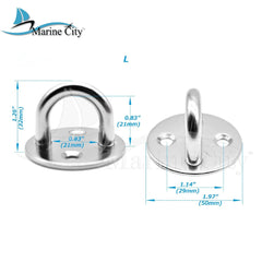 Marine City Marine Stainless-Steel Thick Ring Round Sail Shade Pad Eye Plate Boat Rigging (Large) - Image #4