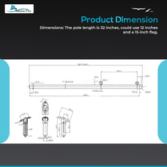 Marine City Boat Accessories Rail Mount Flag Pole Socket Boat Flag Pole Socket