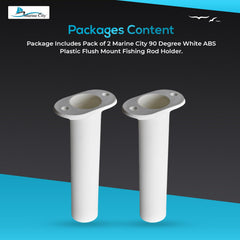 Marine City White Fishing Rod Flush Mount Rod Holders for Boat Kayak