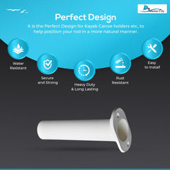 Marine City White Fishing Rod Flush Mount Rod Holders for Boat Kayak