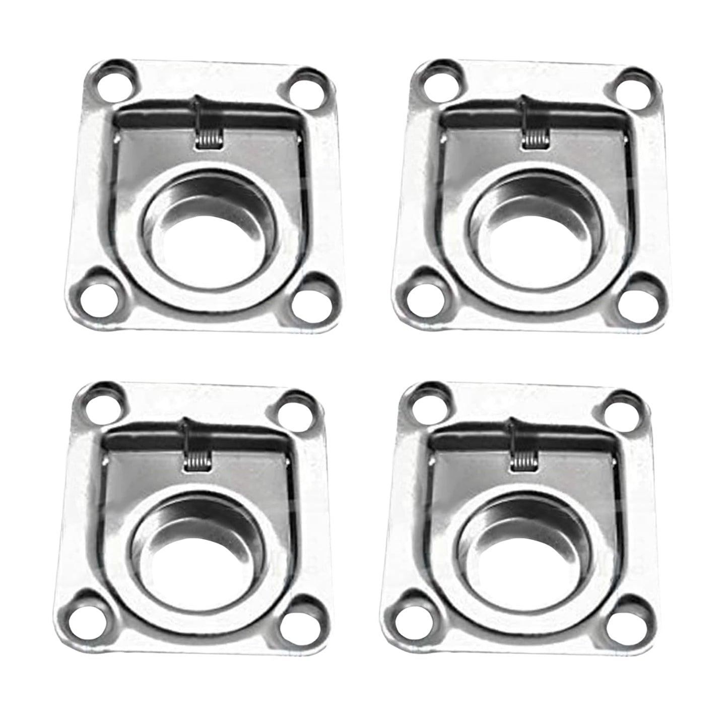 Marine City Anillo de elevación rectangular empotrado con resorte de acero inoxidable de 1-3/4" × 1-1/2" × 3/8" para escotilla de barco (1 unidad) 