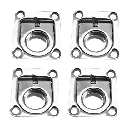 Marine City Anillo de elevación rectangular empotrado con resorte de acero inoxidable de 1-3/4" × 1-1/2" × 3/8" para escotilla de barco (1 unidad) 