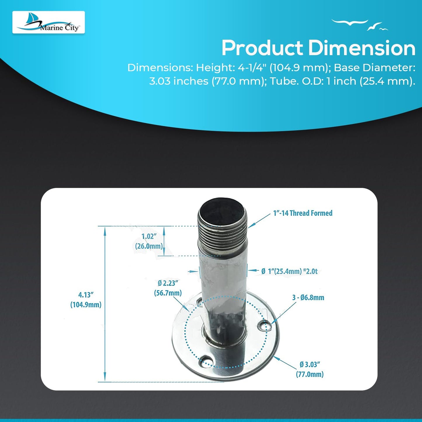 Marine City Boat Accessories Antenna Base cb Antenna Base
