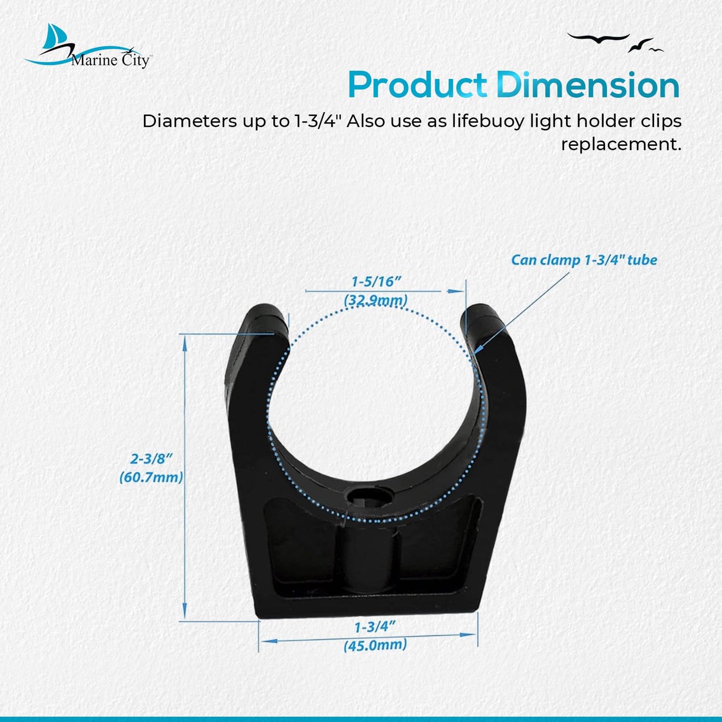 Marine City Best Grip Storage Boat Clips de nailon negro, peso ligero, fácil acceso, ganchos de almacenamiento de escalera de 1-3/4 pulgadas con diseño suave y elegante para barcos, barcos marinos (paquete de 2)