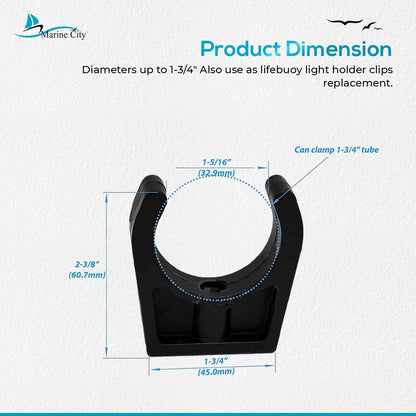 Marine City Best Grip Storage Boat Clips de nailon negro, peso ligero, fácil acceso, ganchos de almacenamiento de escalera de 1-3/4 pulgadas con diseño suave y elegante para barcos, barcos marinos (paquete de 2)