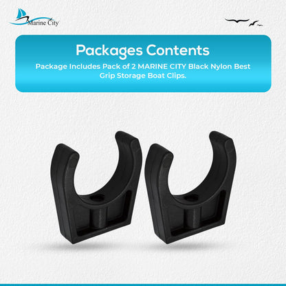 Marine City Best Grip Storage Boat Clips de nailon negro, peso ligero, fácil acceso, ganchos de almacenamiento de escalera de 1-3/4 pulgadas con diseño suave y elegante para barcos, barcos marinos (paquete de 2)