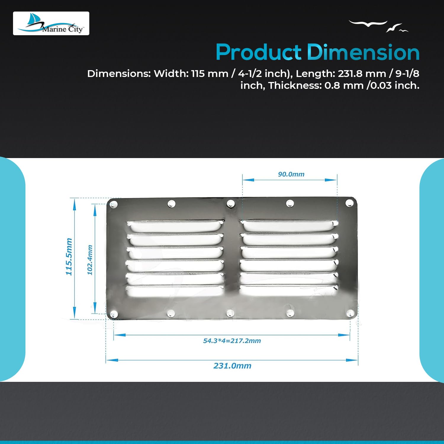 Marine City Stainless Steel Louvered Vent Exterior Louvered Wall Vents Marine City Hardware