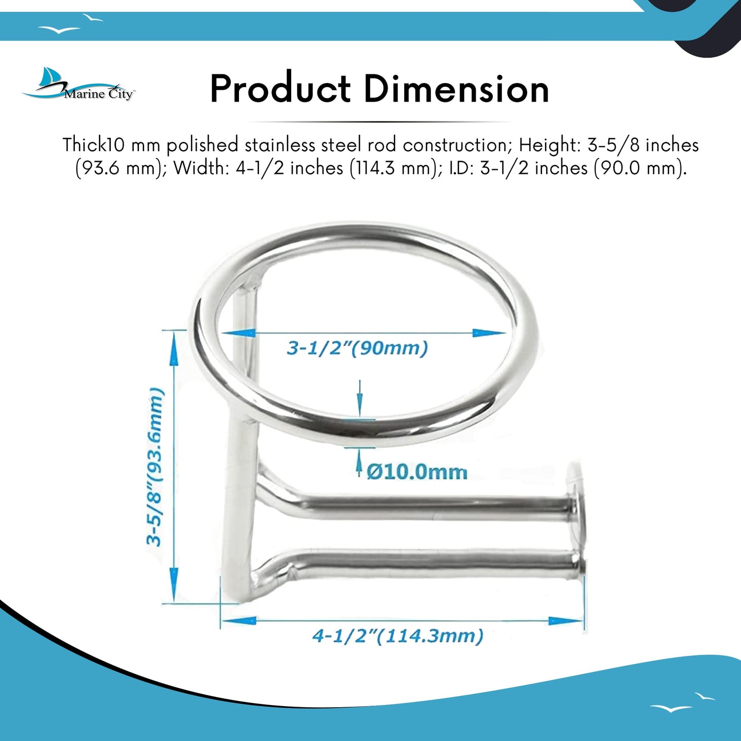 Marine City Universal de Acero Inoxidable para Anillo de Barco Portavasos para Bebidas/Bebidas de Agua Soporte para Botellas de Bebidas para Barcos Marinos Yates y Camiones