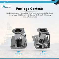 Bases de casquillo para puntal de yate Marine City, 90 grados, para tubo Ø 1