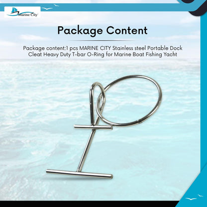 Marine City Stainless Steel Portable Dock Cleat – Heavy-Duty T-Bar O-Ring