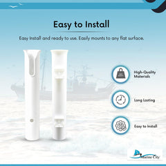 Marine City - Soporte para caña de pescar (plástico, 1 unidad), color blanco 