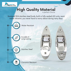 Marine City 12V Flush Mount LED Navigation Lights – Red & Green (A Pair)