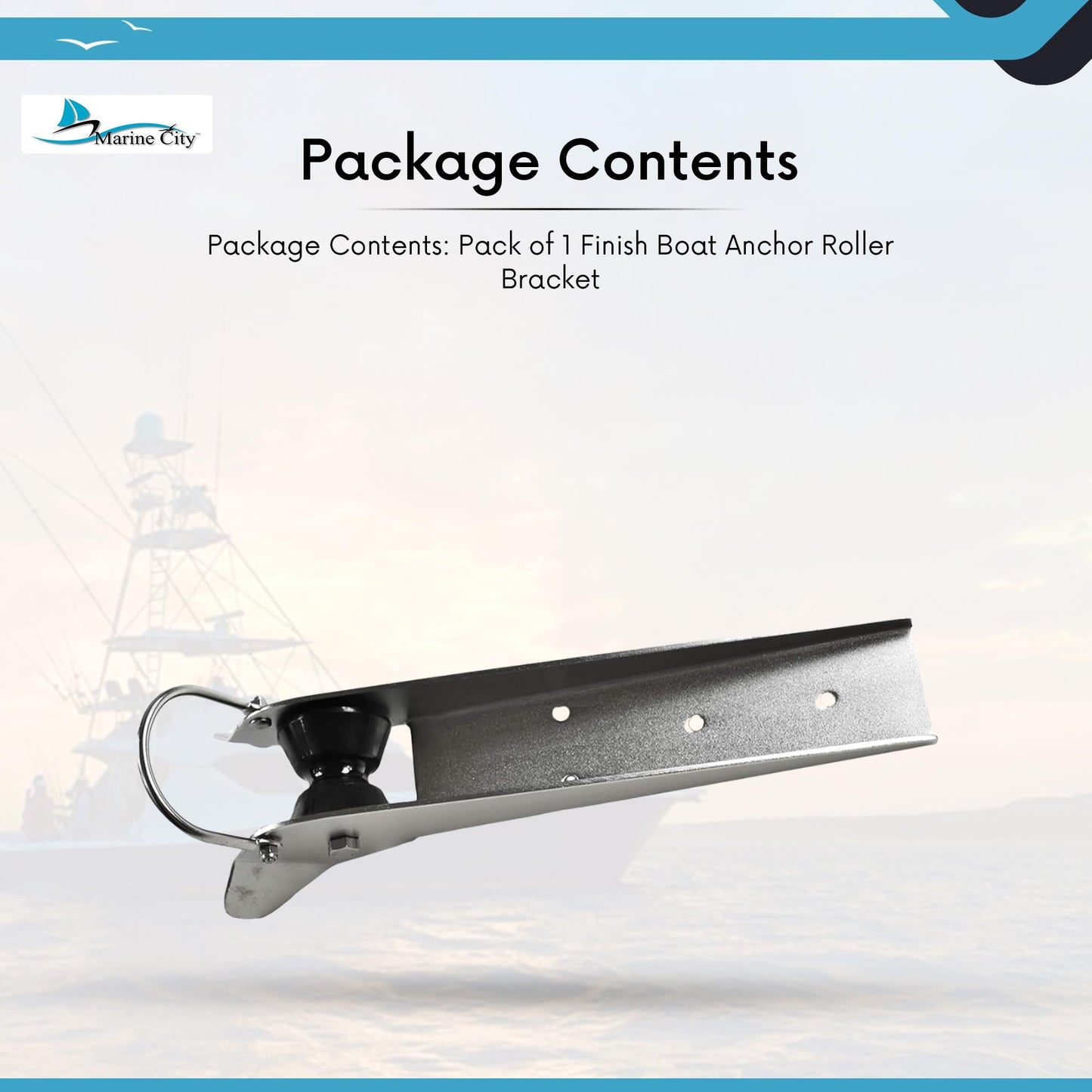 Marine City Stainless Steel Anchor Roller Bracket 19” Bow Mount with Rubber Roller