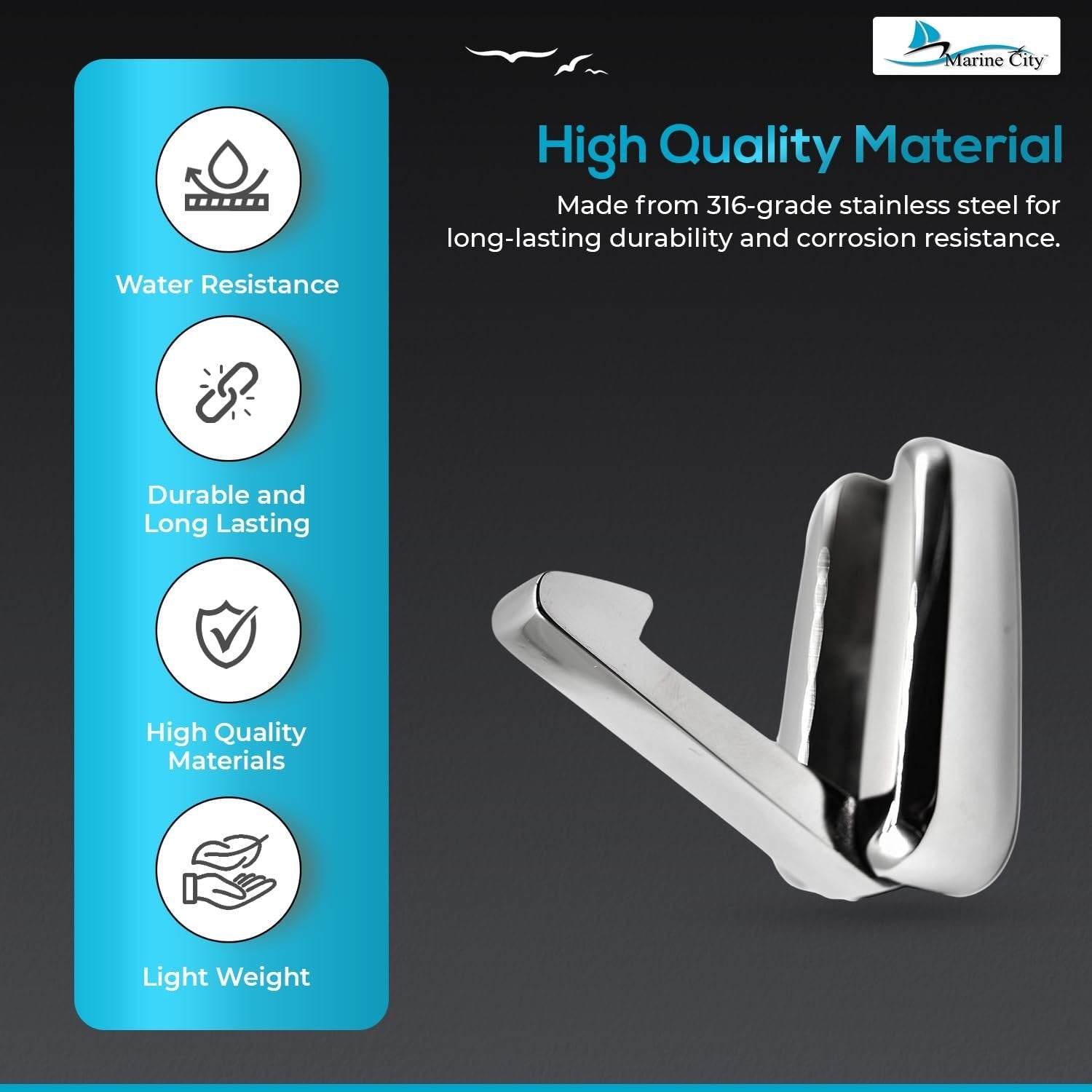 MARINE CITY 316 Stainless Steel Spring Folding Hat & Coat Hook – Strong, Durable Marine City