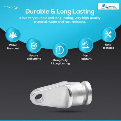 Marine City 316 Stainless Steel Bimini Top Round Inside Eye End (Pack of 2)