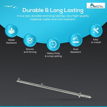 MARINE CITY 30-Inch Flag Stanchion with 304 Stainless Steel Spring Mounting Socket Marine City