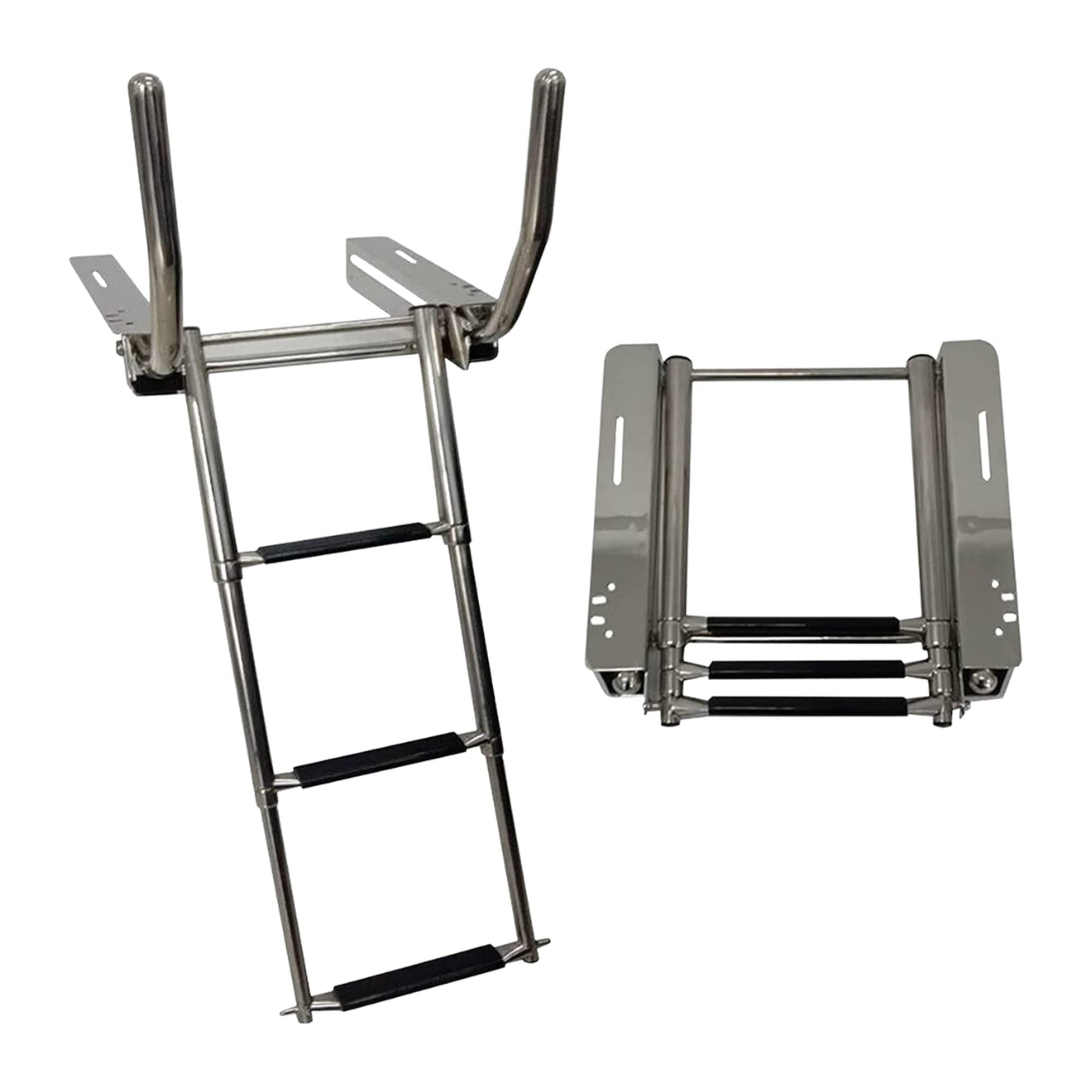 Marine City 3-Step Telescoping Stainless Steel Ladder with Retractable Handrail Marine City