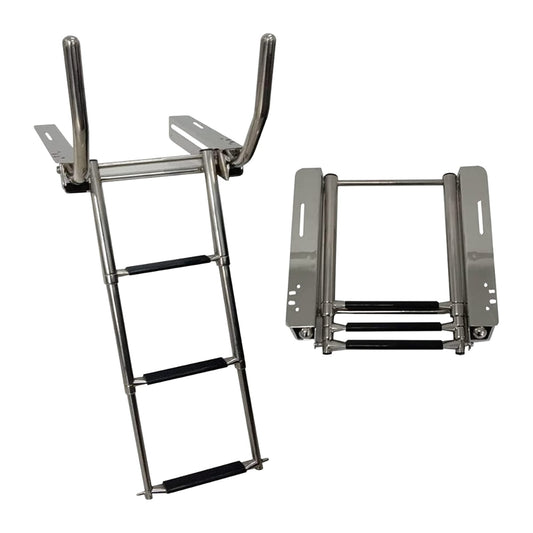 Marine City 3-Step Telescoping Stainless Steel Ladder with Retractable Handrail Marine City