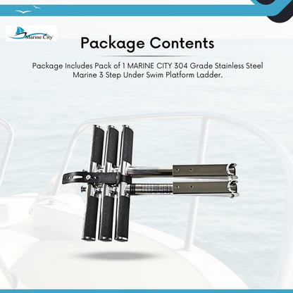 Marine City 3-Step Telescoping Swim Platform Ladder – 304 Stainless Steel Marine City