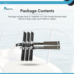 Marine City Escalera telescópica de montaje en plataforma deportiva de 3 escalones para barco