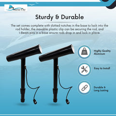 Marine City Fishing Rod Holder Outrigger Plug-in Rod Pod – Aluminum (Pack of 2)