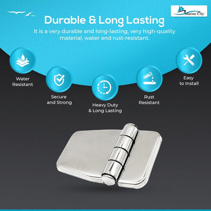 Marine City Stainless Steel 5-Point Fixing Short Sided Strap Hinges with Cover Cap Marine CIty