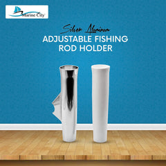 Marine City Adjustable Fishing Rod Holder 10” x 1-1/2” – White Anodized Aluminum