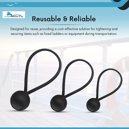Marine City Polyethylene Black Ball Bungee Cord for 4-Step Telescoping Ladder Marine CIty
