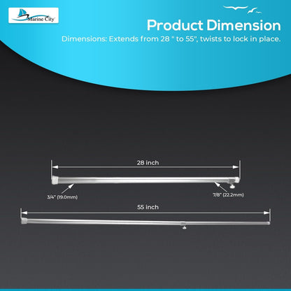Marine City Adjustable Aluminum Boat Cover Support Pole – Extendable 28"–55” Marine City Hardware