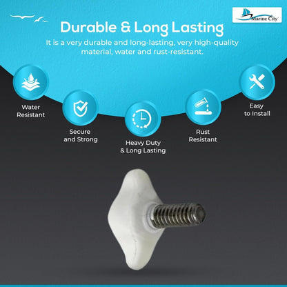 Marine City Flagpole Base Nylon Knobs & Cover Support with Stainless Steel Stud (5 Pcs) Marine City
