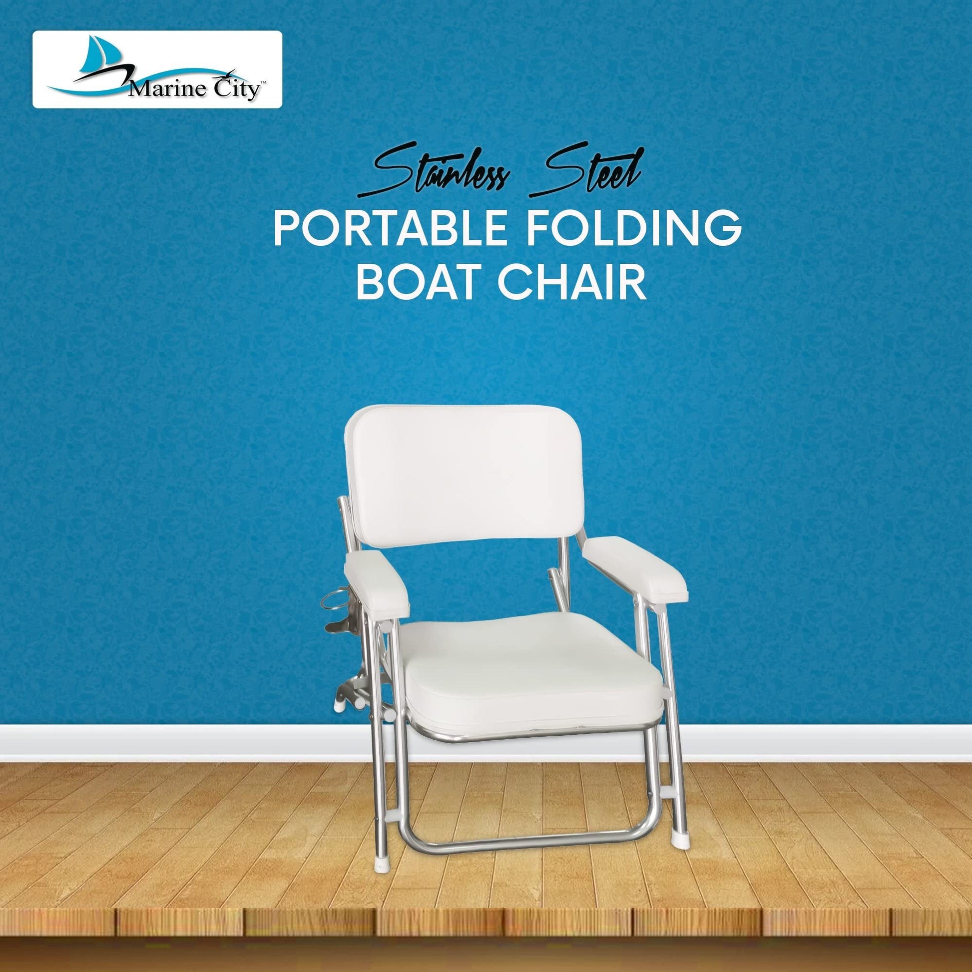 Marine City Aluminum Portable Folding Boat Deck Chair – Cushioned Foam Seat Marine City