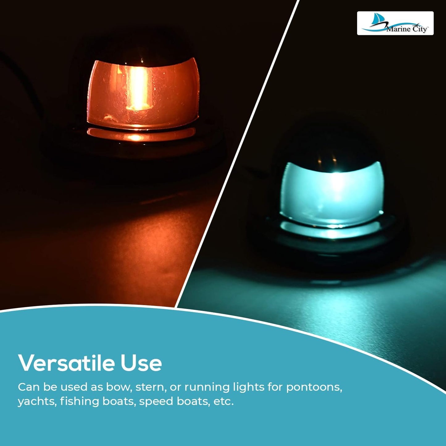 Marine City LED Navigation Lights – 316 Stainless Steel, Red & Green Pair