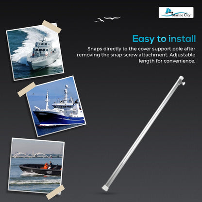 Marine City Adjustable Aluminum Boat Cover Support Pole – Extendable 38.5”–73.5”