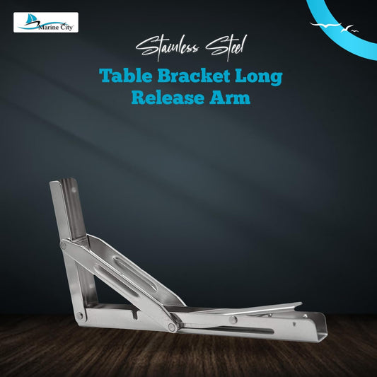 Marine City 304 Stainless Steel Folding Table Bracket – 12” Long Release Arm
