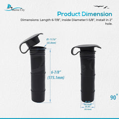 Marine City 90° Black Flush Mount Rod Holder – 6-7/8” Injection Molded PVC