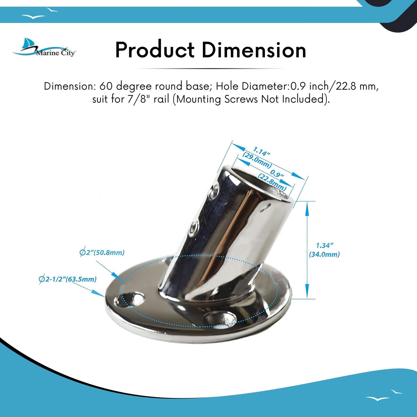 Marine City Heavy Duty Stainless Steel Boat Hand Railing Fittings - Rustproof
