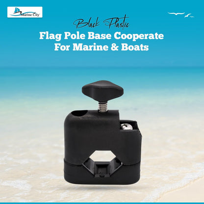 Marine City Black UV-Resistant Flag Pole Base, Fits 7/8”–1” Stainless Steel Stud Marine City