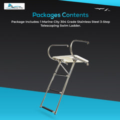 Marine City 304 Stainless Steel 3-Step Inboard/Outboard Swim Platform Ladder