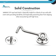 Marine City Buckle Cabin Hook and Eye Latch – 316 Stainless Steel 2” for Door