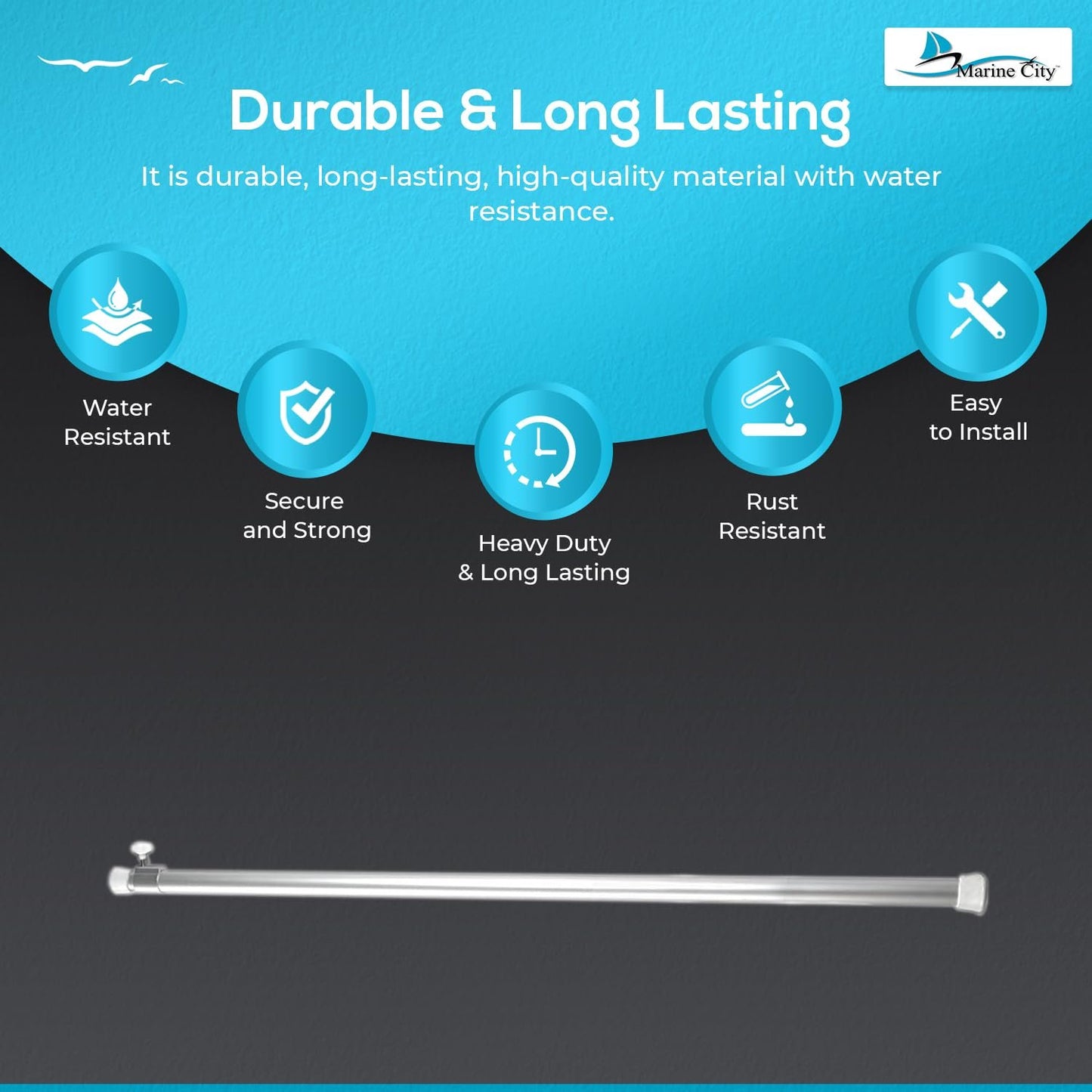 Marine City Adjustable Aluminum Boat Cover Support Pole – Extendable 38.5”–73.5”