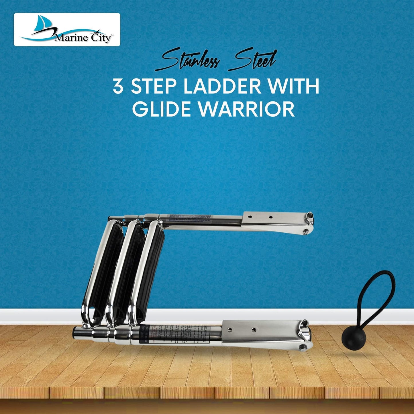 MARINE CITY 3-Step Telescoping Swim Ladder with Slide Gudgeon – Stainless Steel Marine City